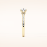 0.86 CT Cushion Shaped Pave Moissanite Engagement Ring