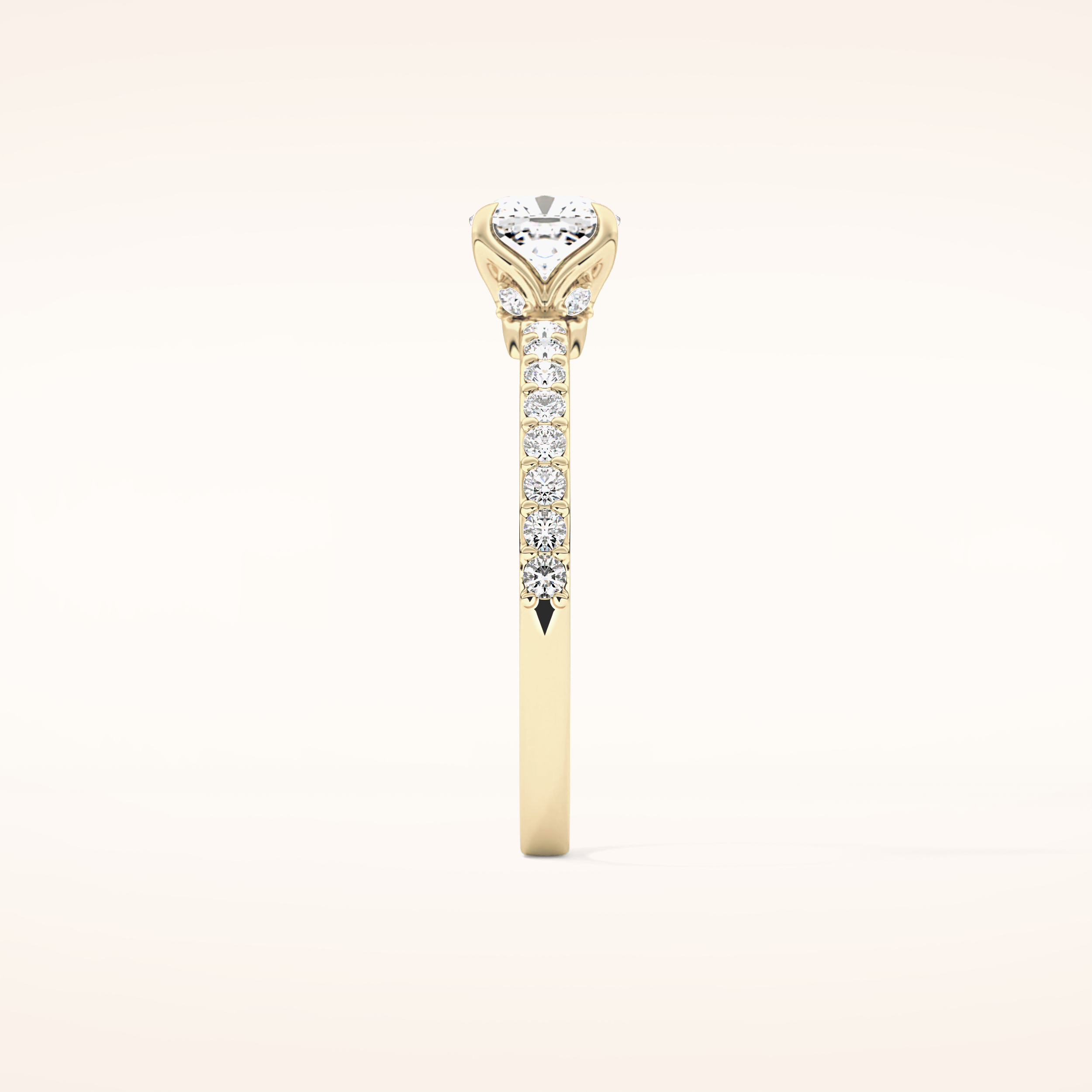 0.86 CT Cushion Shaped Pave Moissanite Engagement Ring