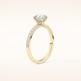 0.86 CT Cushion Shaped Pave Moissanite Engagement Ring