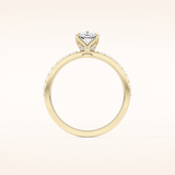 0.86 CT Cushion Shaped Pave Moissanite Engagement Ring