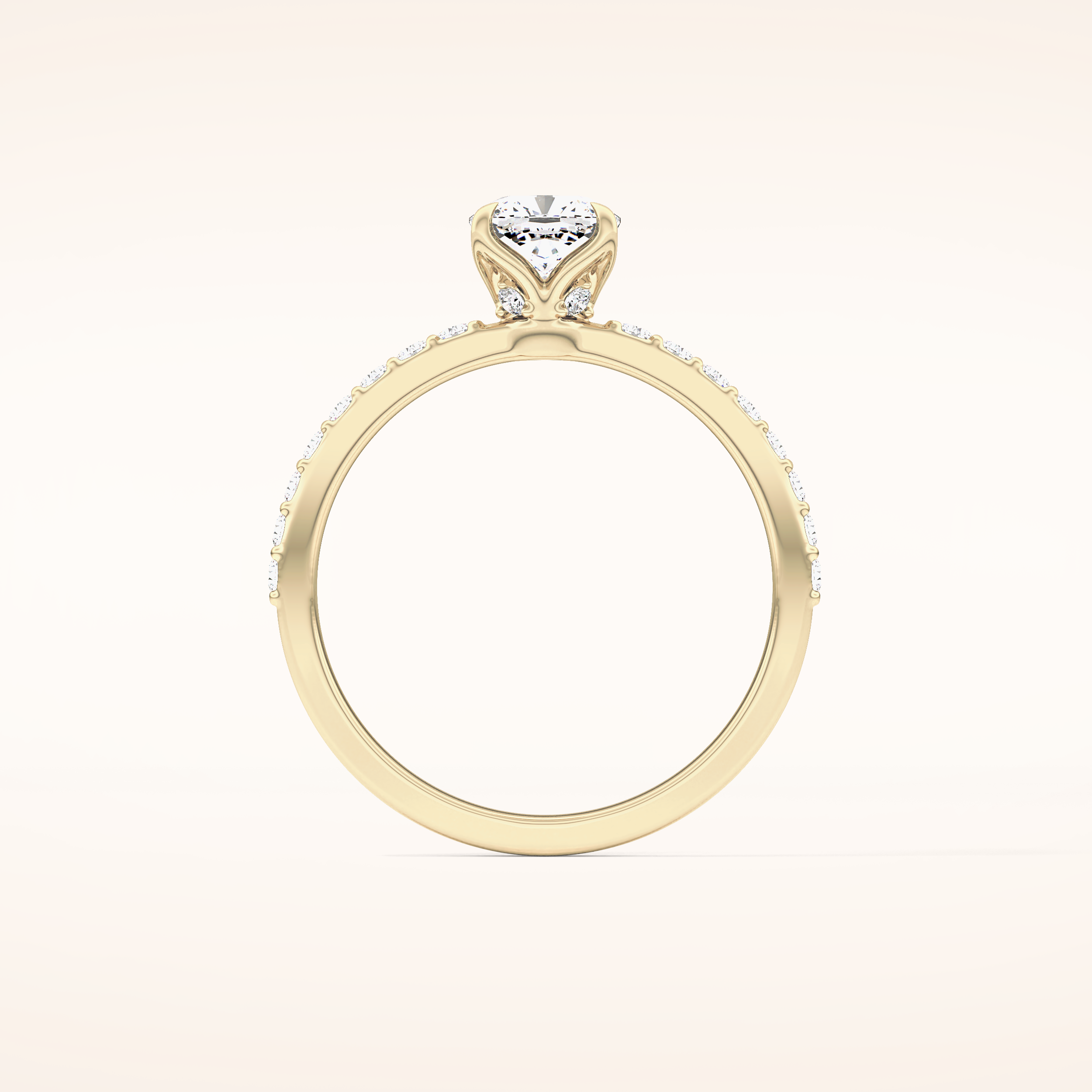 0.86 CT Cushion Shaped Pave Moissanite Engagement Ring