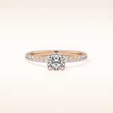 0.86 CT Cushion Shaped Pave Moissanite Engagement Ring