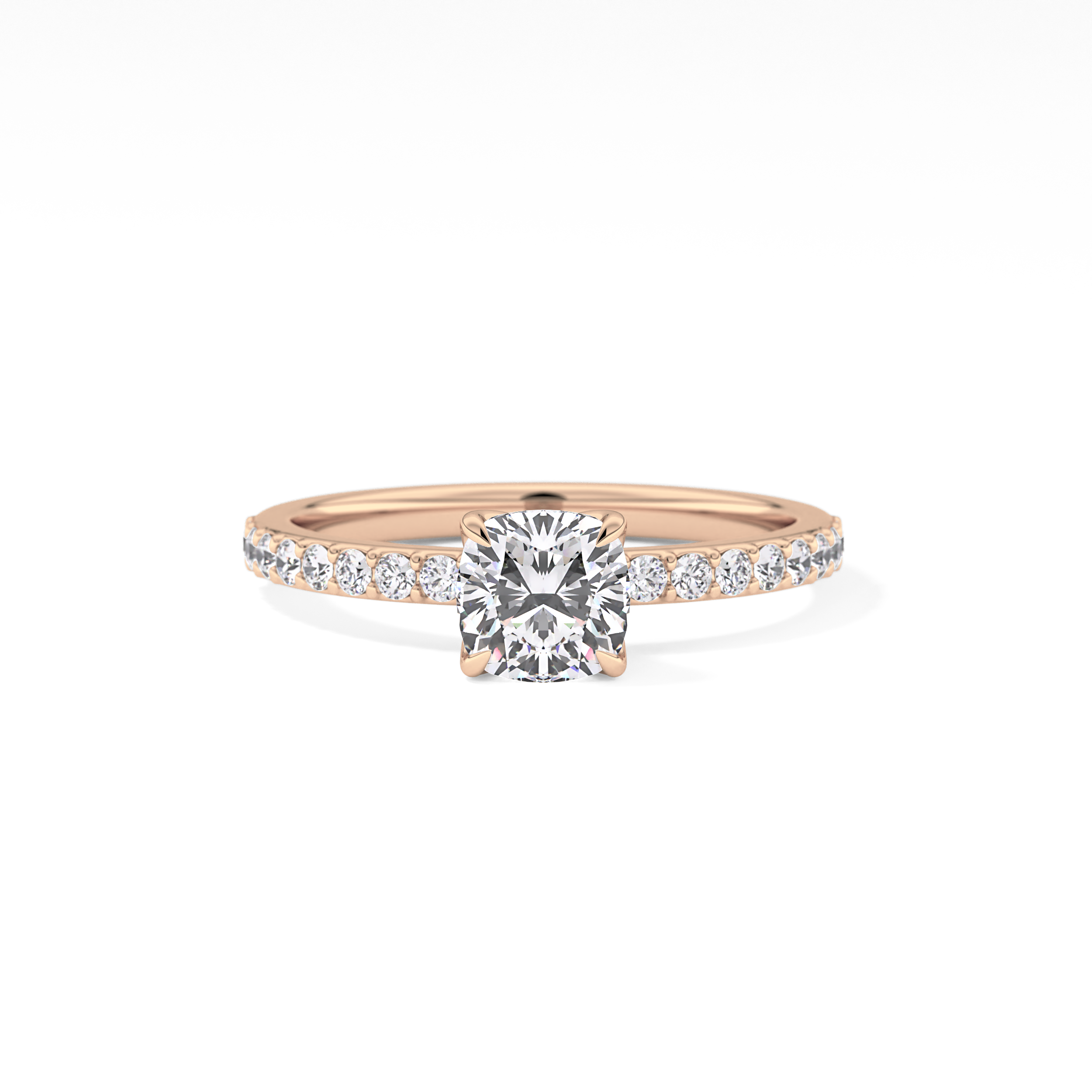 Cushion Pave Lab Grown Diamond Engagement Ring