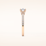 0.86 CT Cushion Shaped Pave Moissanite Engagement Ring