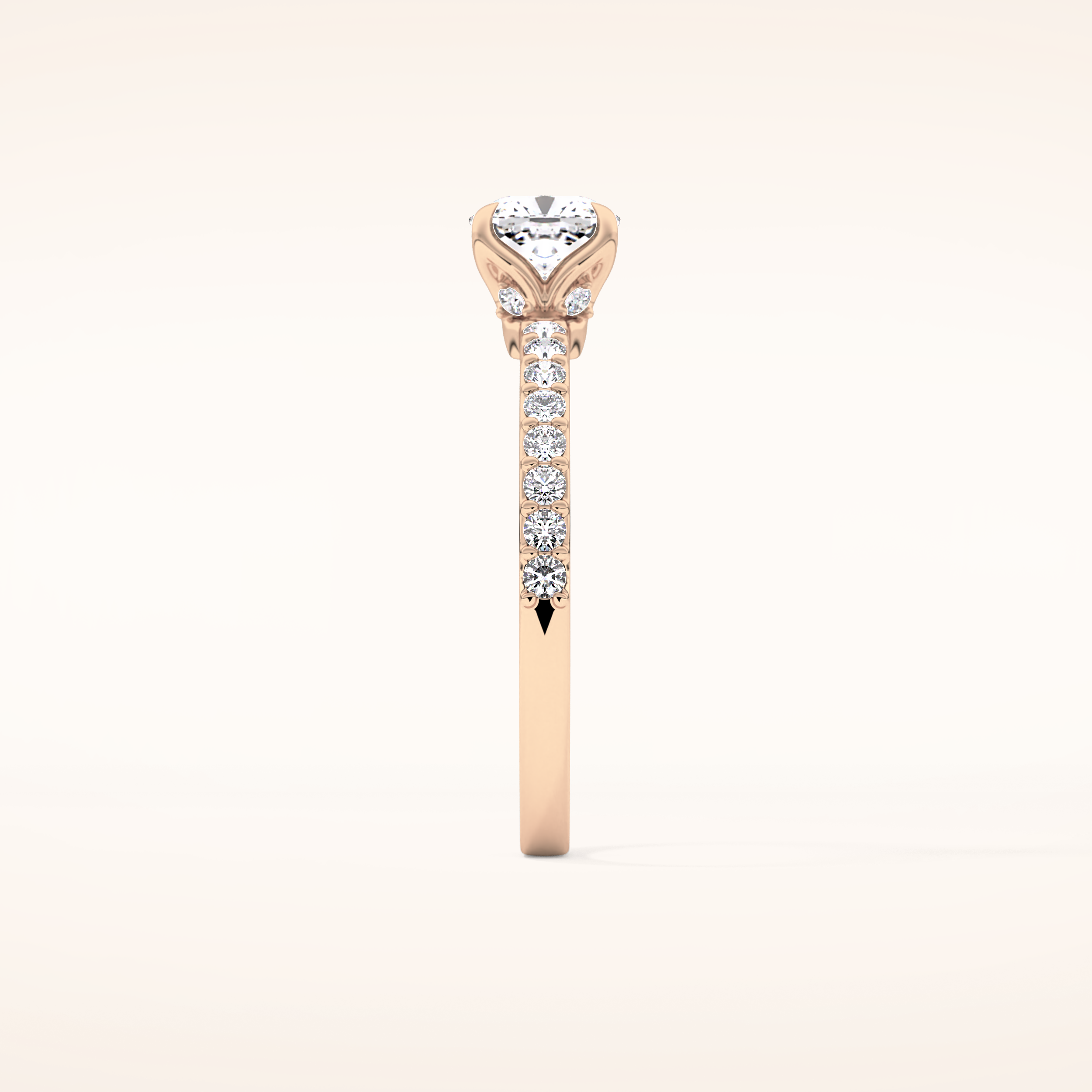 0.86 CT Cushion Shaped Pave Moissanite Engagement Ring