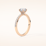 0.86 CT Cushion Shaped Pave Moissanite Engagement Ring
