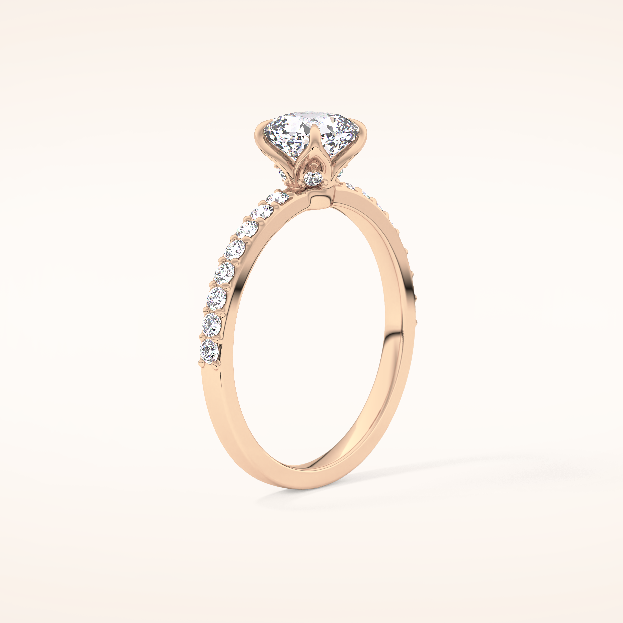 0.86 CT Cushion Shaped Pave Moissanite Engagement Ring