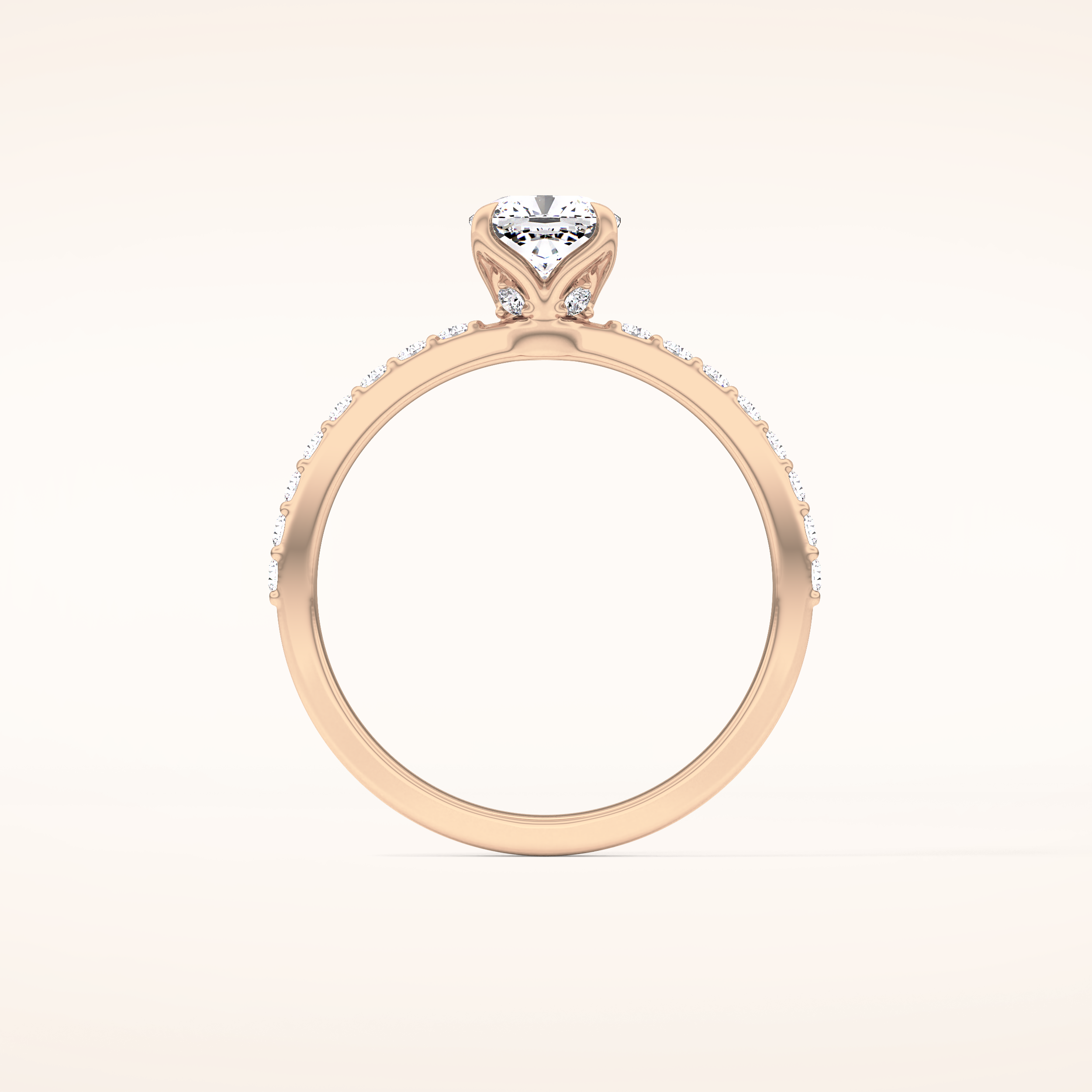 0.86 CT Cushion Shaped Pave Moissanite Engagement Ring