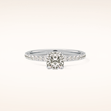 0.86 CT Cushion Shaped Pave Moissanite Engagement Ring