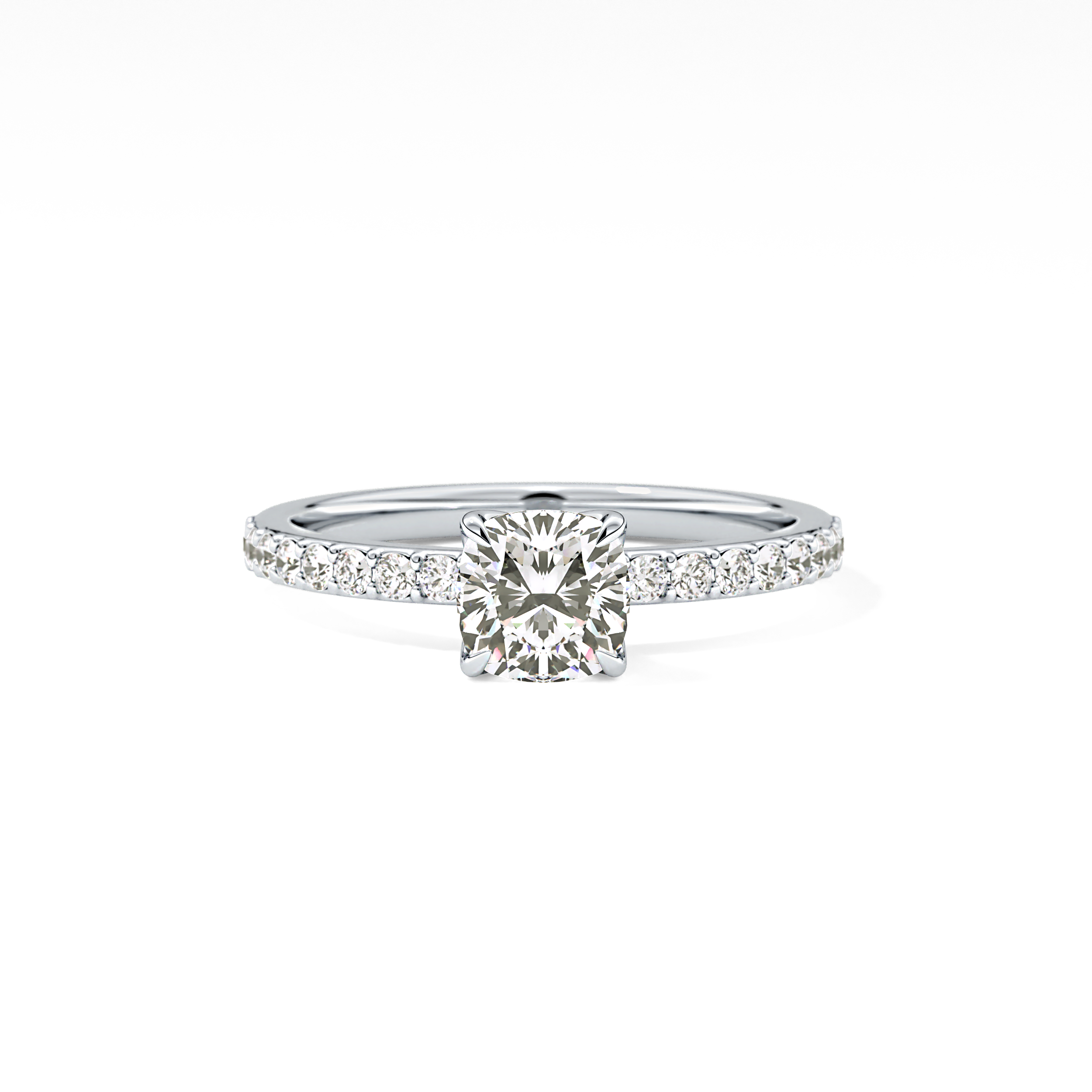 Cushion Pave Lab Grown Diamond Engagement Ring