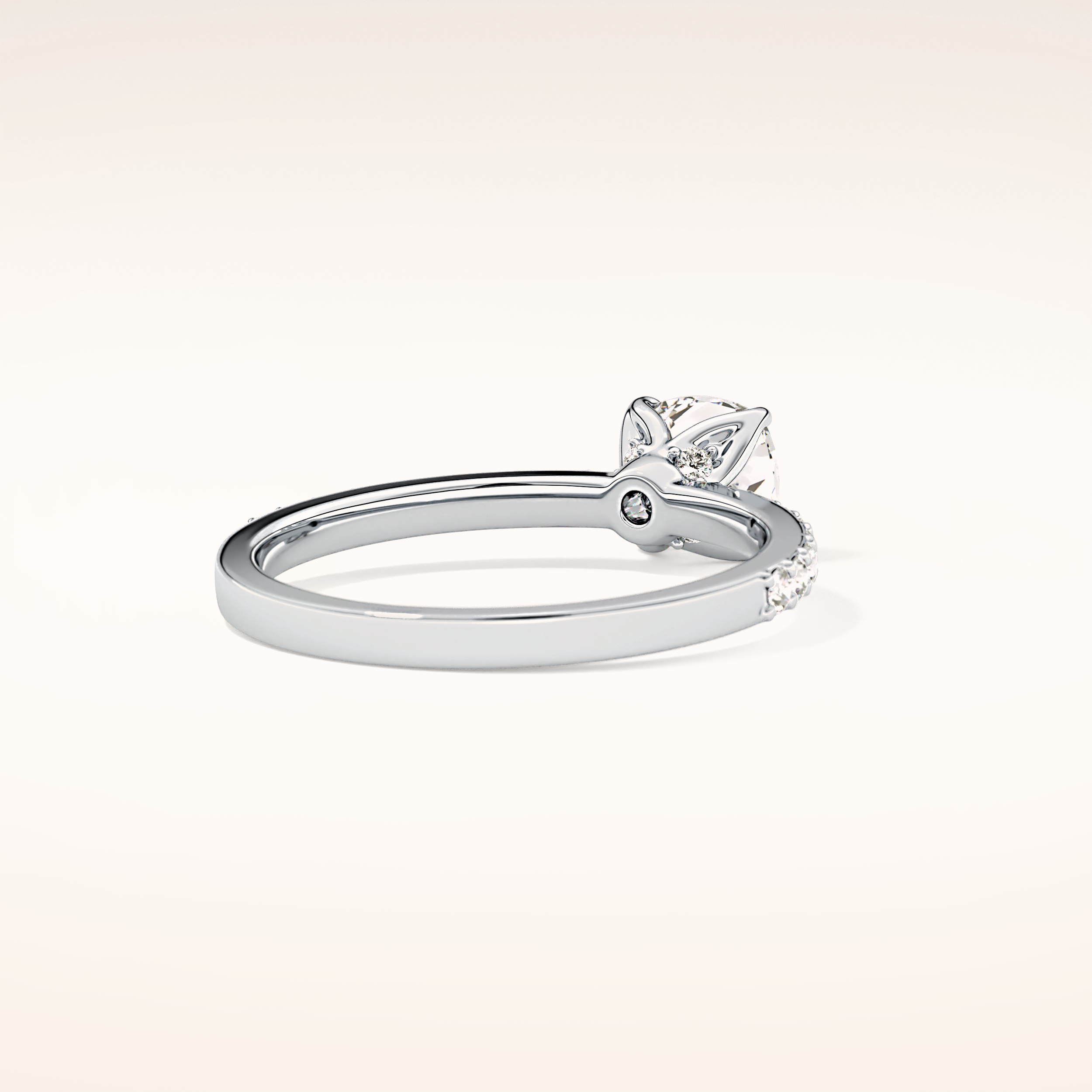 0.86 CT Cushion Shaped Pave Moissanite Engagement Ring