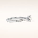 0.86 CT Cushion Shaped Pave Moissanite Engagement Ring
