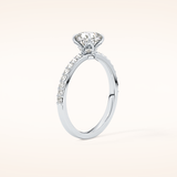 0.86 CT Cushion Shaped Pave Moissanite Engagement Ring