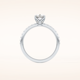 0.86 CT Cushion Shaped Pave Moissanite Engagement Ring