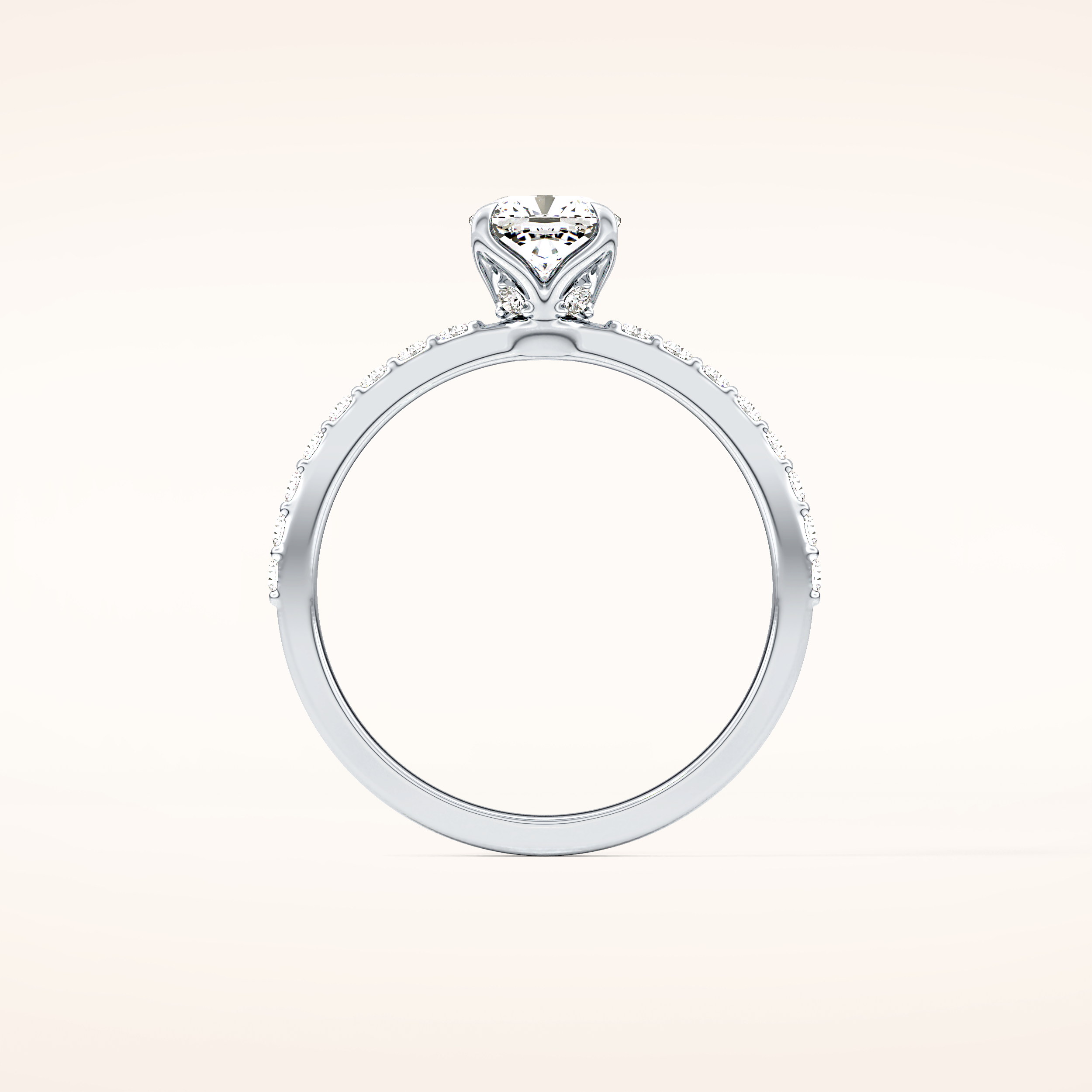 0.86 CT Cushion Shaped Pave Moissanite Engagement Ring