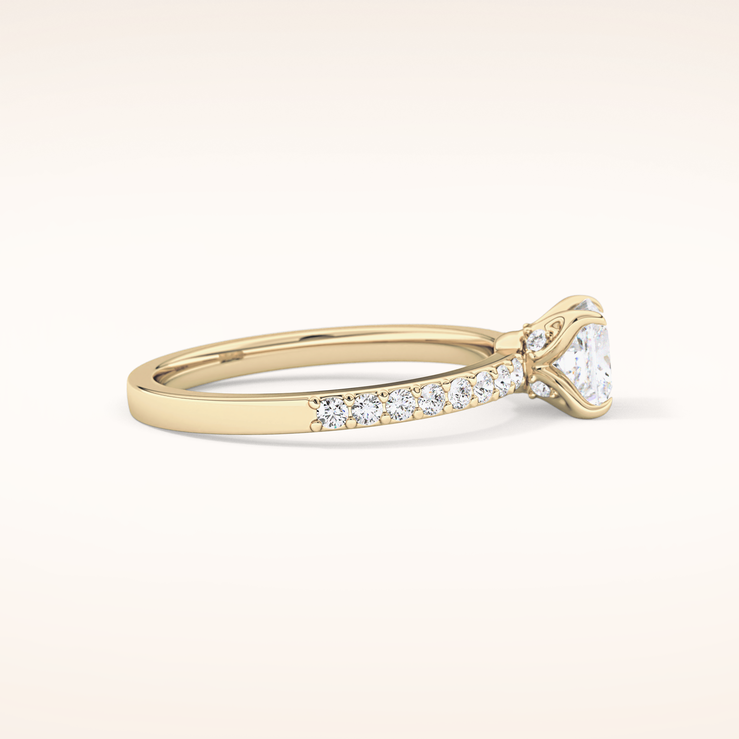0.78 CT Princess Shaped Pave Moissanite Engagement Ring
