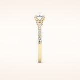 0.78 CT Princess Shaped Pave Moissanite Engagement Ring