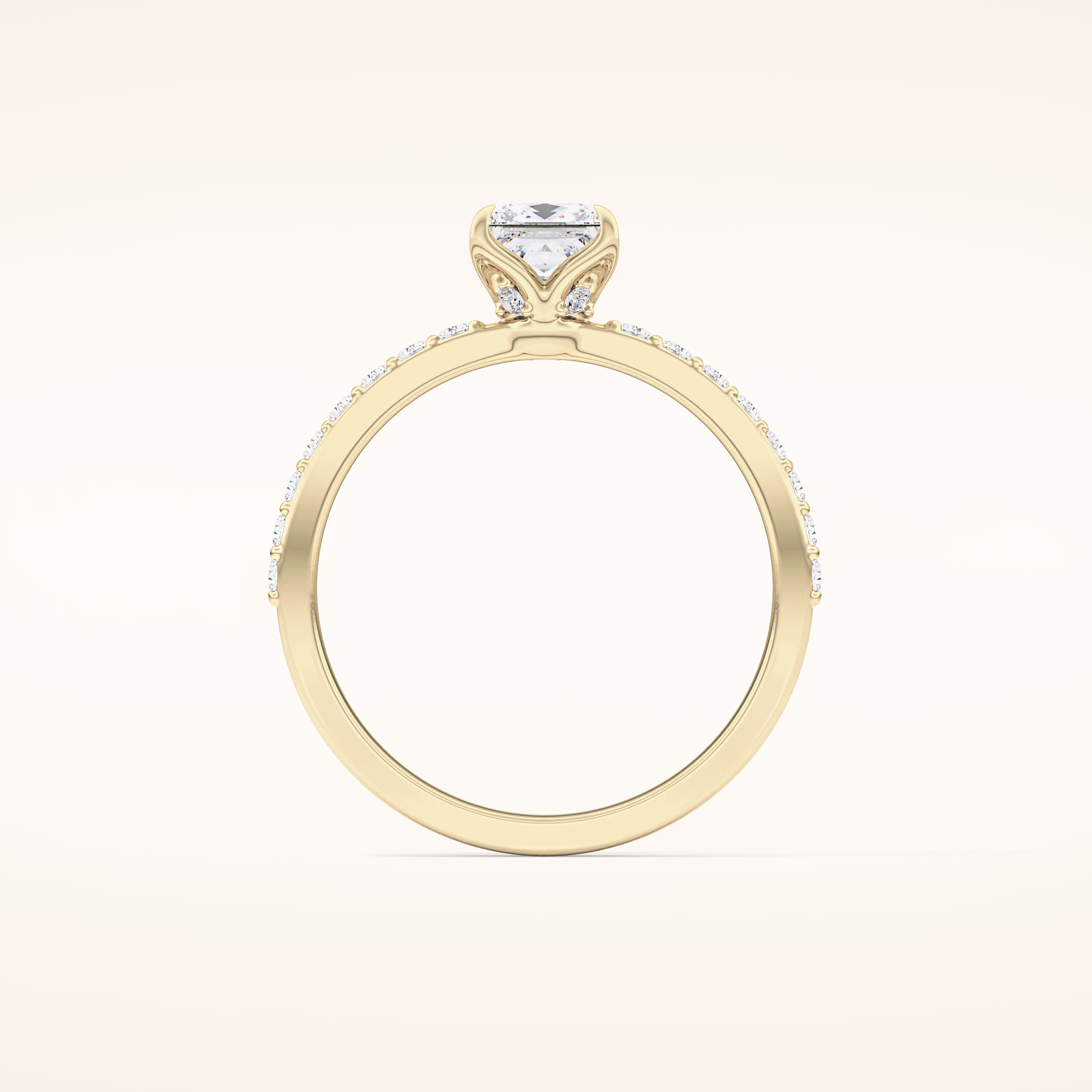 0.78 CT Princess Shaped Pave Moissanite Engagement Ring
