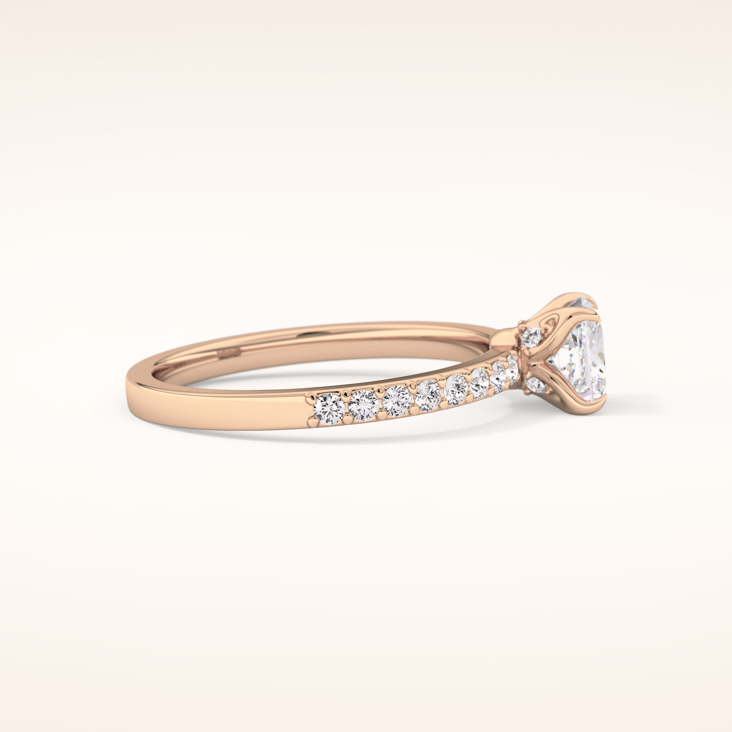 0.78 CT Princess Shaped Pave Moissanite Engagement Ring