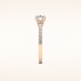 0.78 CT Princess Shaped Pave Moissanite Engagement Ring