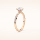 0.78 CT Princess Shaped Pave Moissanite Engagement Ring