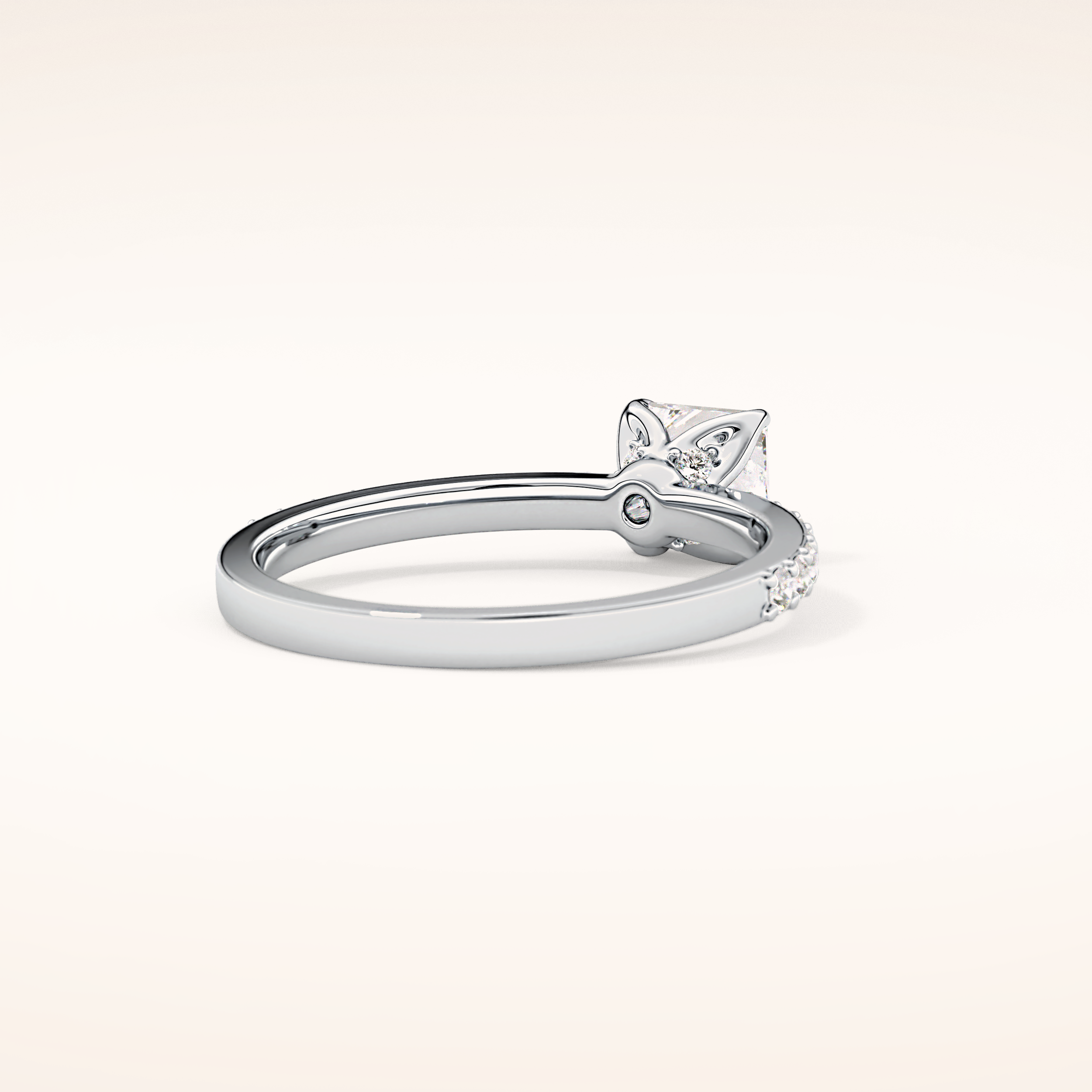 0.78 CT Princess Shaped Pave Moissanite Engagement Ring