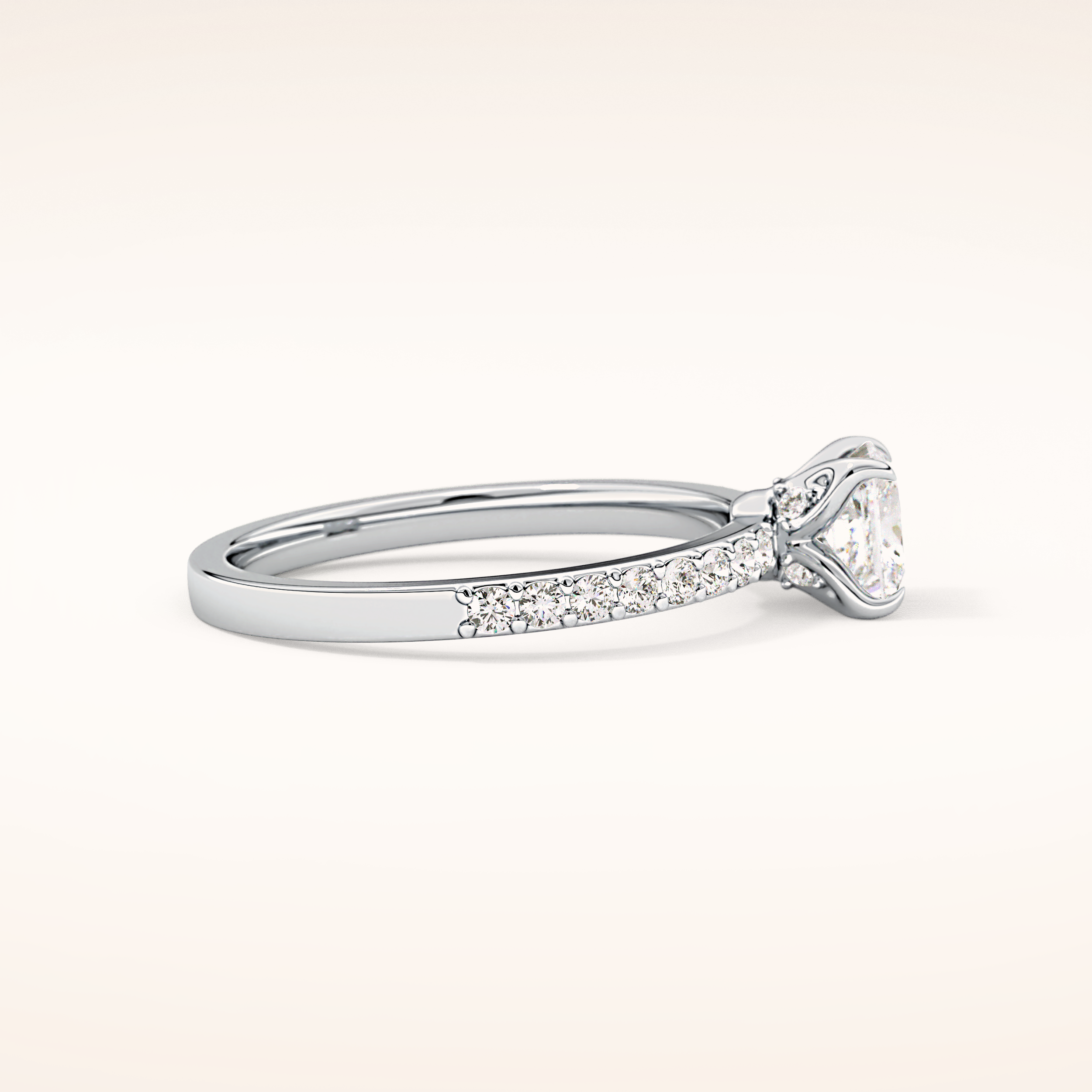 0.78 CT Princess Shaped Pave Moissanite Engagement Ring