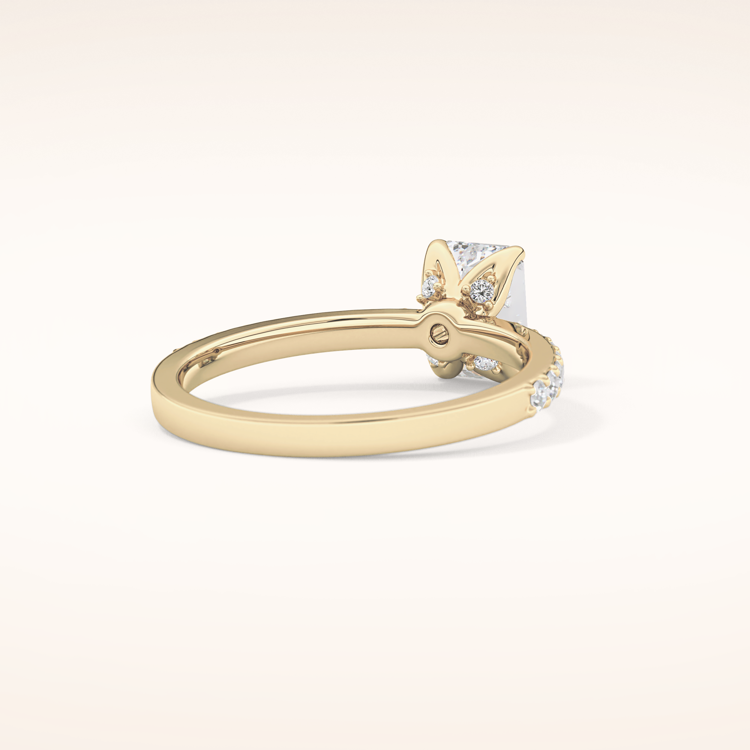 1.02 CT Emerald Shaped Pave Moissanite Engagement Ring