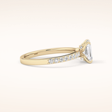 1.02 CT Emerald Shaped Pave Moissanite Engagement Ring
