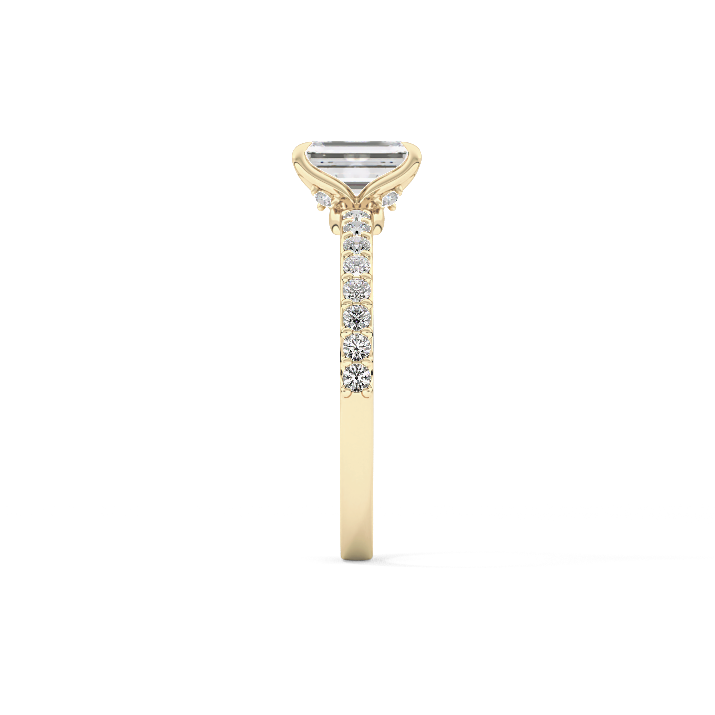 Emerald Pave Lab Grown Diamond Engagement Ring