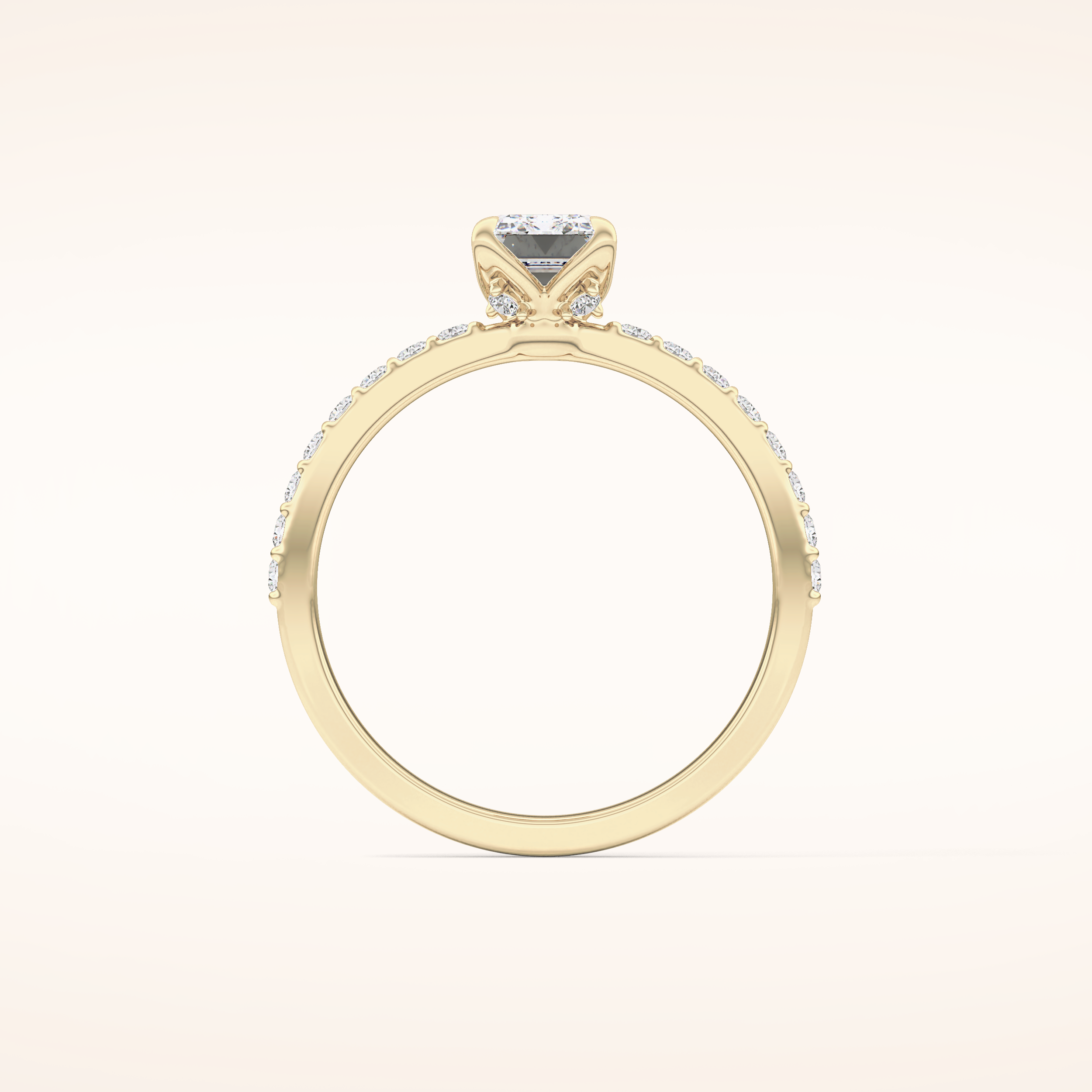 1.02 CT Emerald Shaped Pave Moissanite Engagement Ring