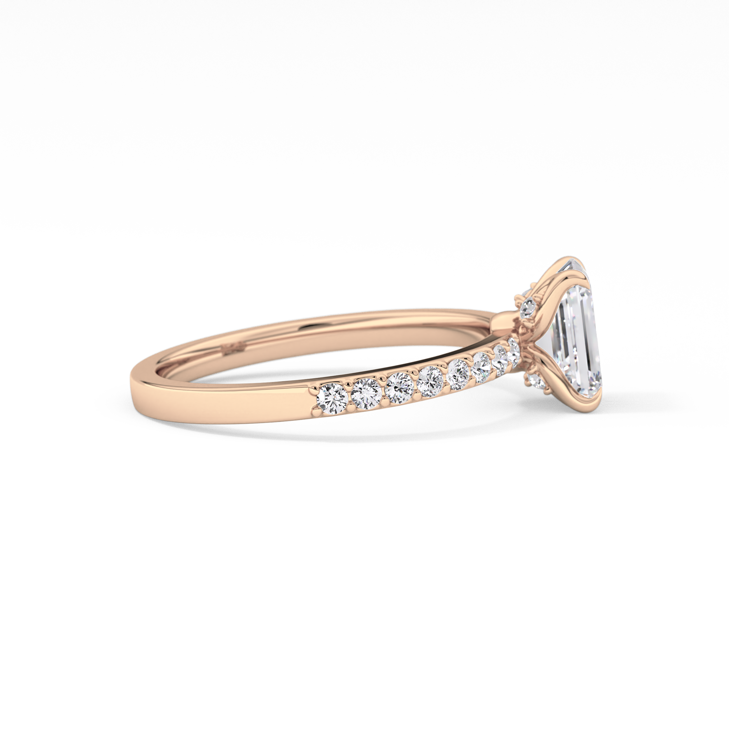 Emerald Pave Lab Grown Diamond Engagement Ring