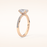 1.02 CT Emerald Shaped Pave Moissanite Engagement Ring