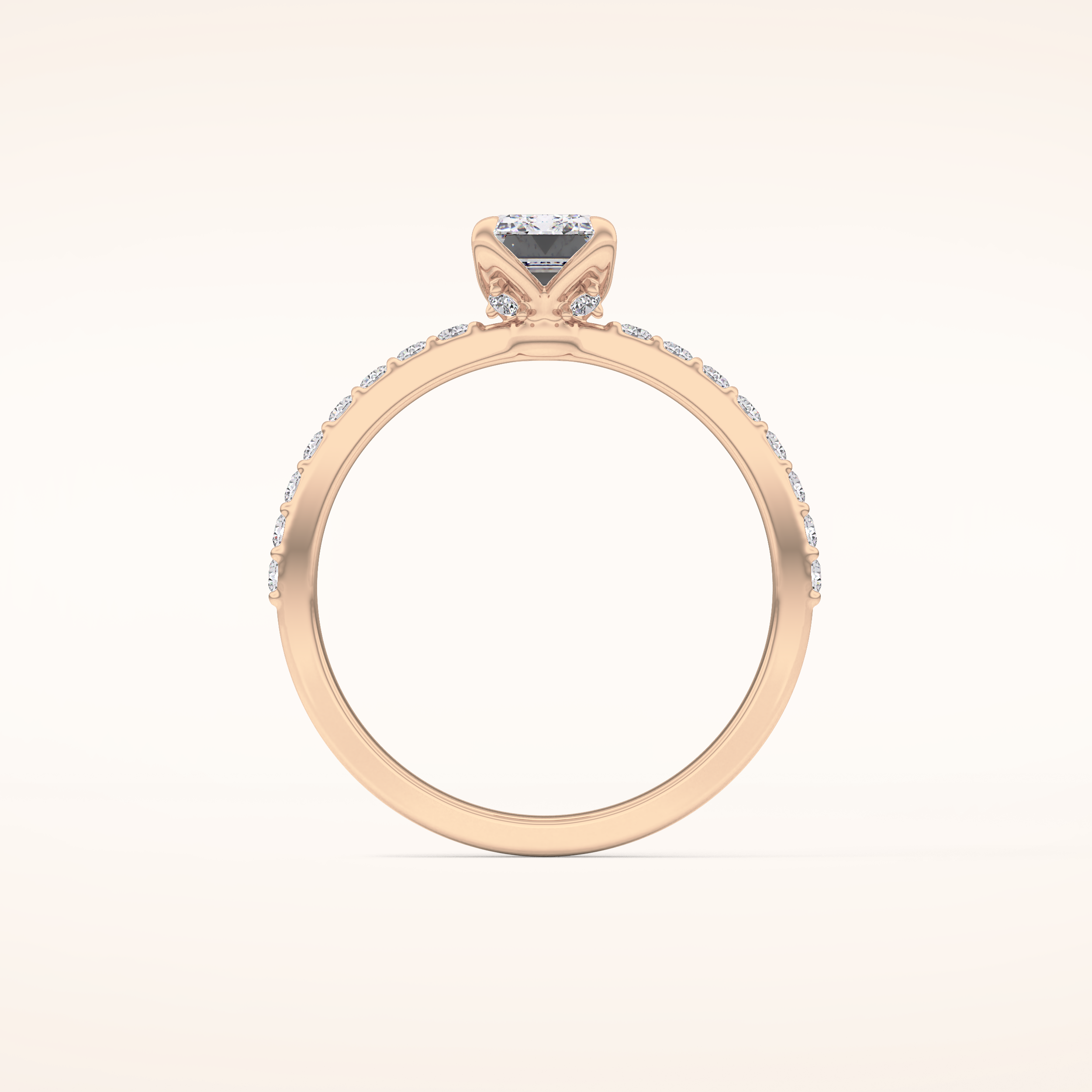 1.02 CT Emerald Shaped Pave Moissanite Engagement Ring