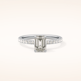 1.02 CT Emerald Shaped Pave Moissanite Engagement Ring