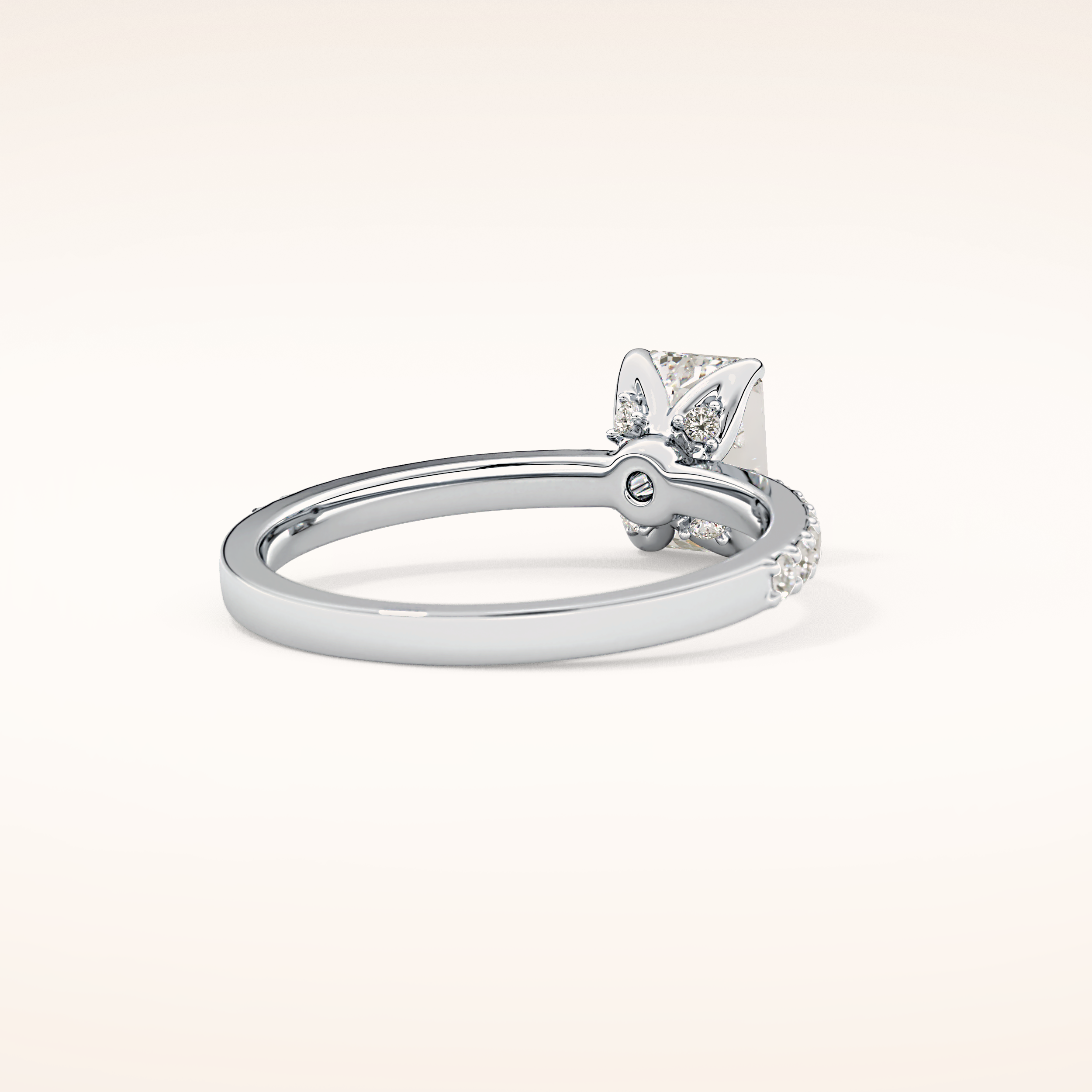 1.02 CT Emerald Shaped Pave Moissanite Engagement Ring