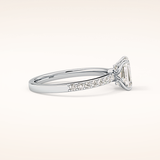 1.02 CT Emerald Shaped Pave Moissanite Engagement Ring