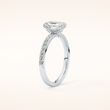 1.02 CT Emerald Shaped Pave Moissanite Engagement Ring