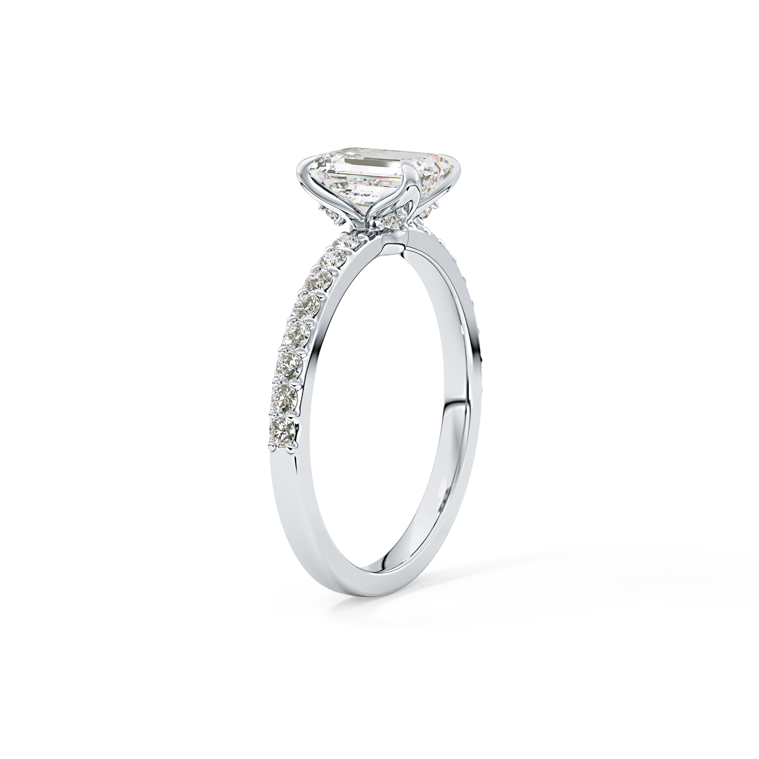 Emerald Pave Lab Grown Diamond Engagement Ring
