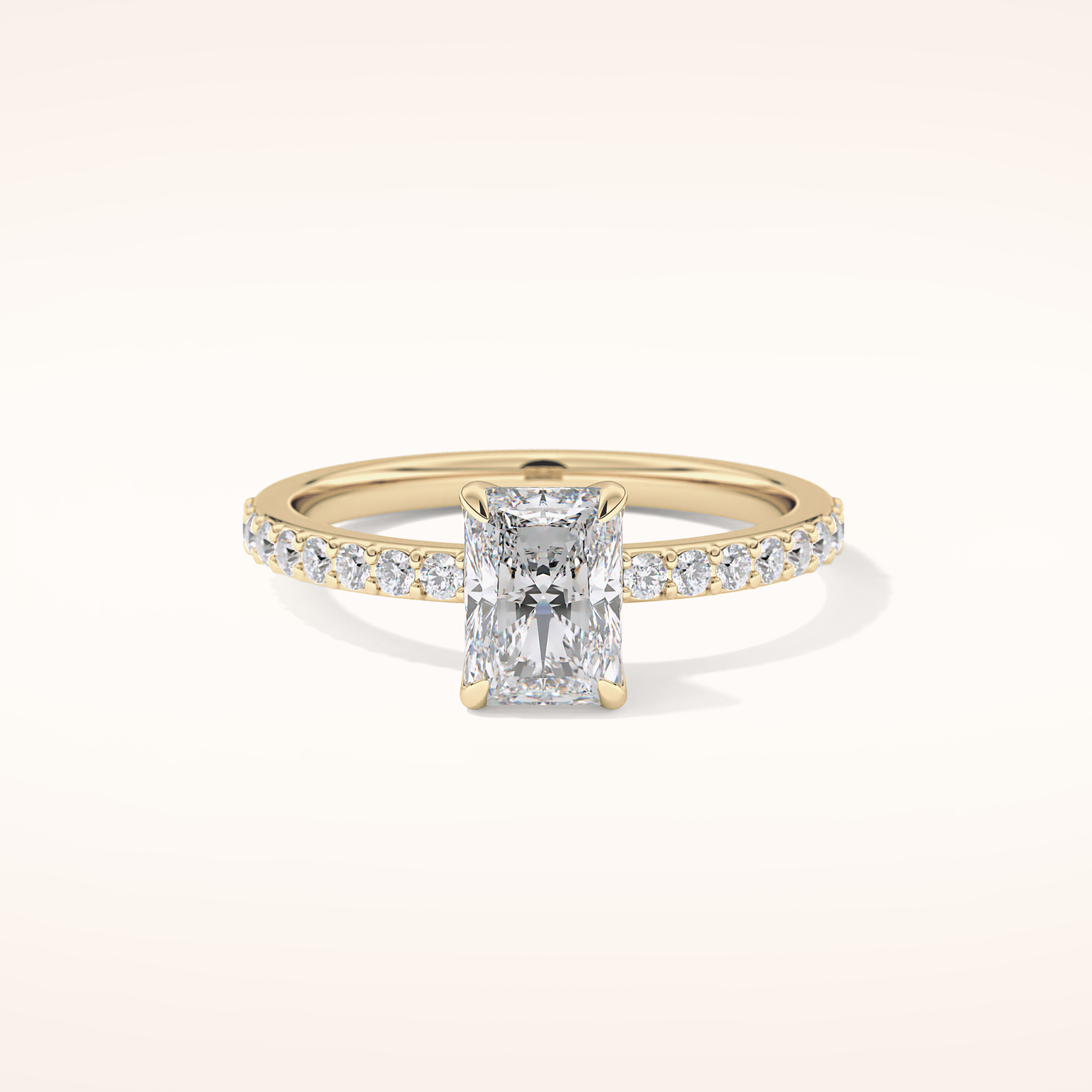 1.21 CT Radiant Shaped Pave Moissanite Engagement Ring