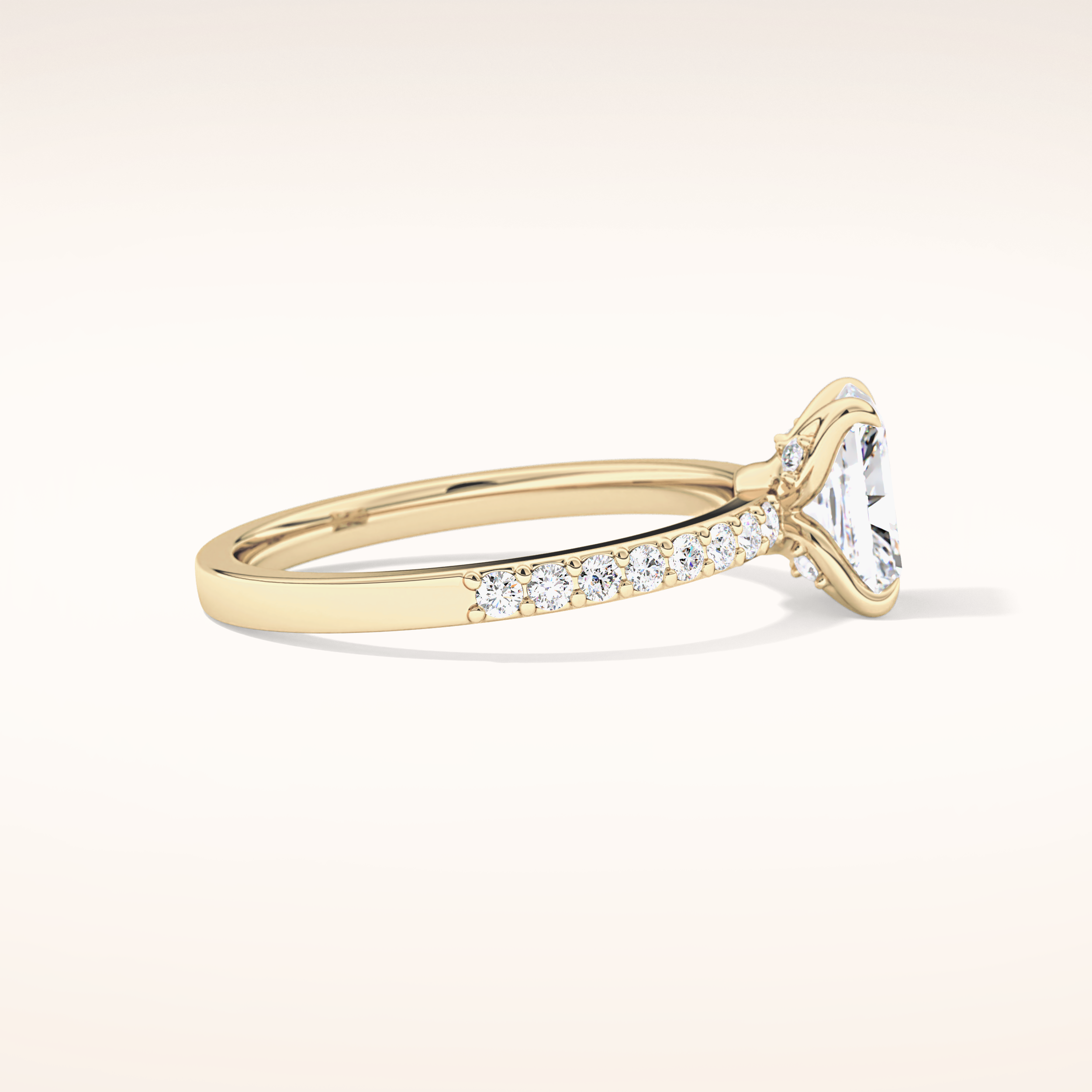 1.21 CT Radiant Shaped Pave Moissanite Engagement Ring