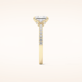 1.21 CT Radiant Shaped Pave Moissanite Engagement Ring