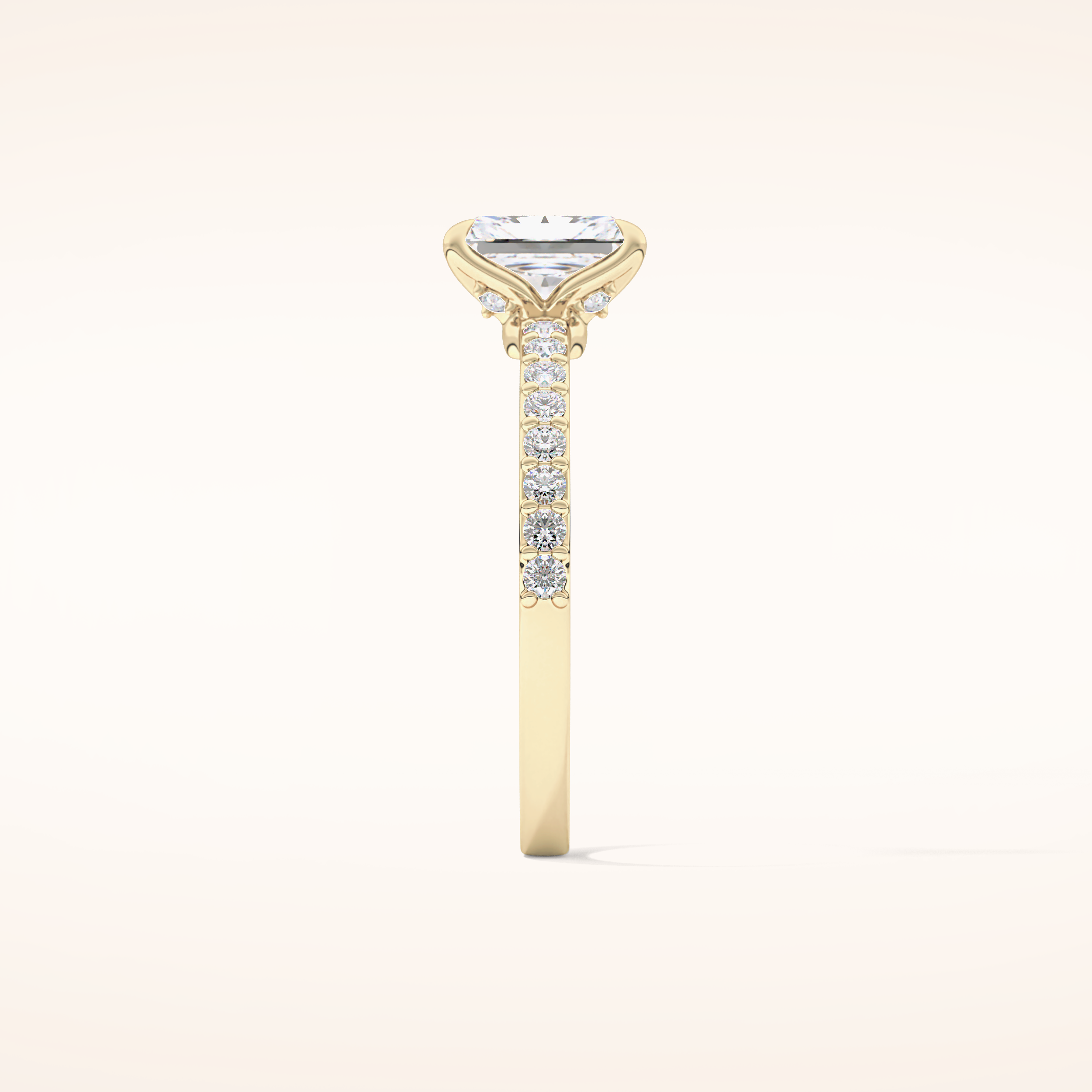 1.21 CT Radiant Shaped Pave Moissanite Engagement Ring