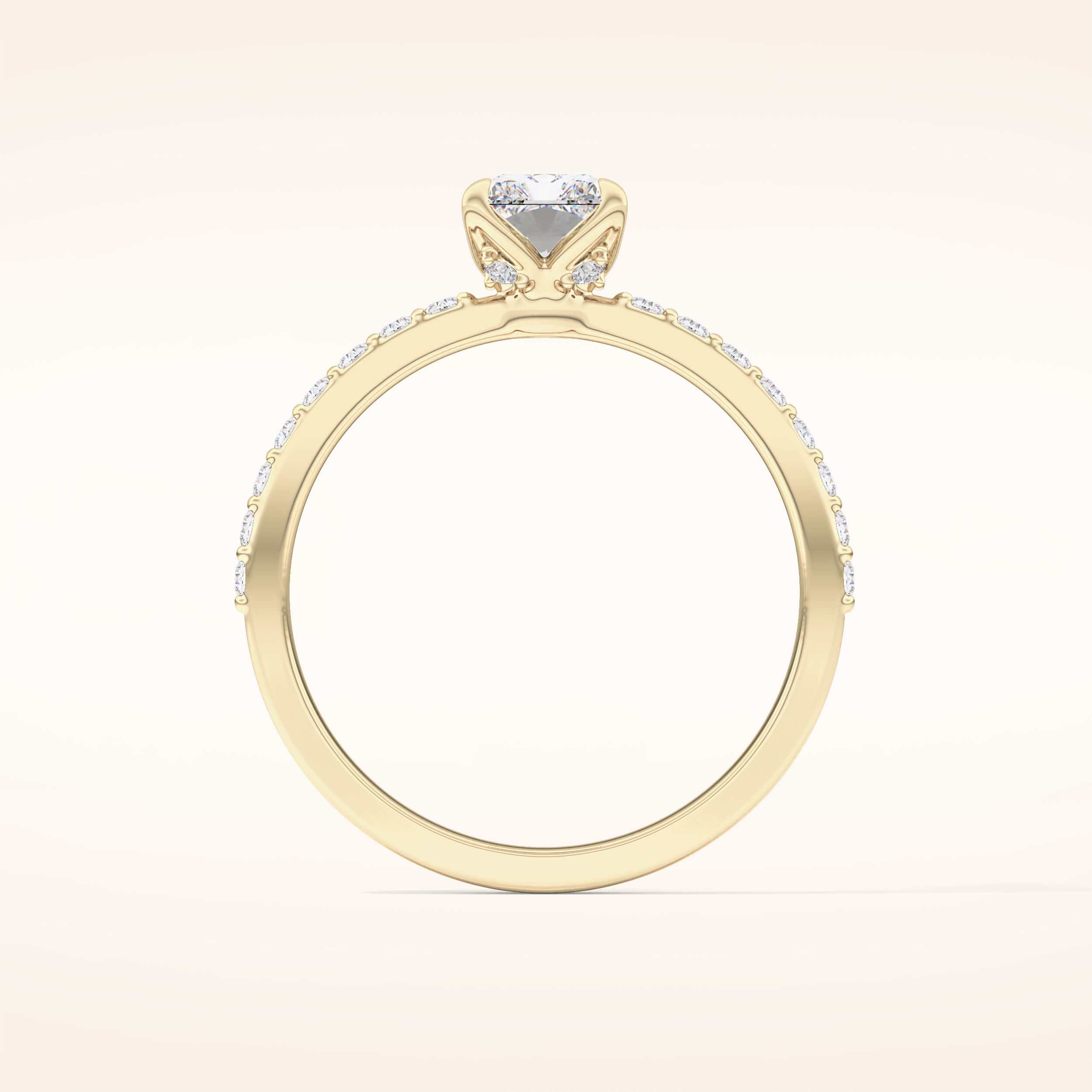 1.21 CT Radiant Shaped Pave Moissanite Engagement Ring
