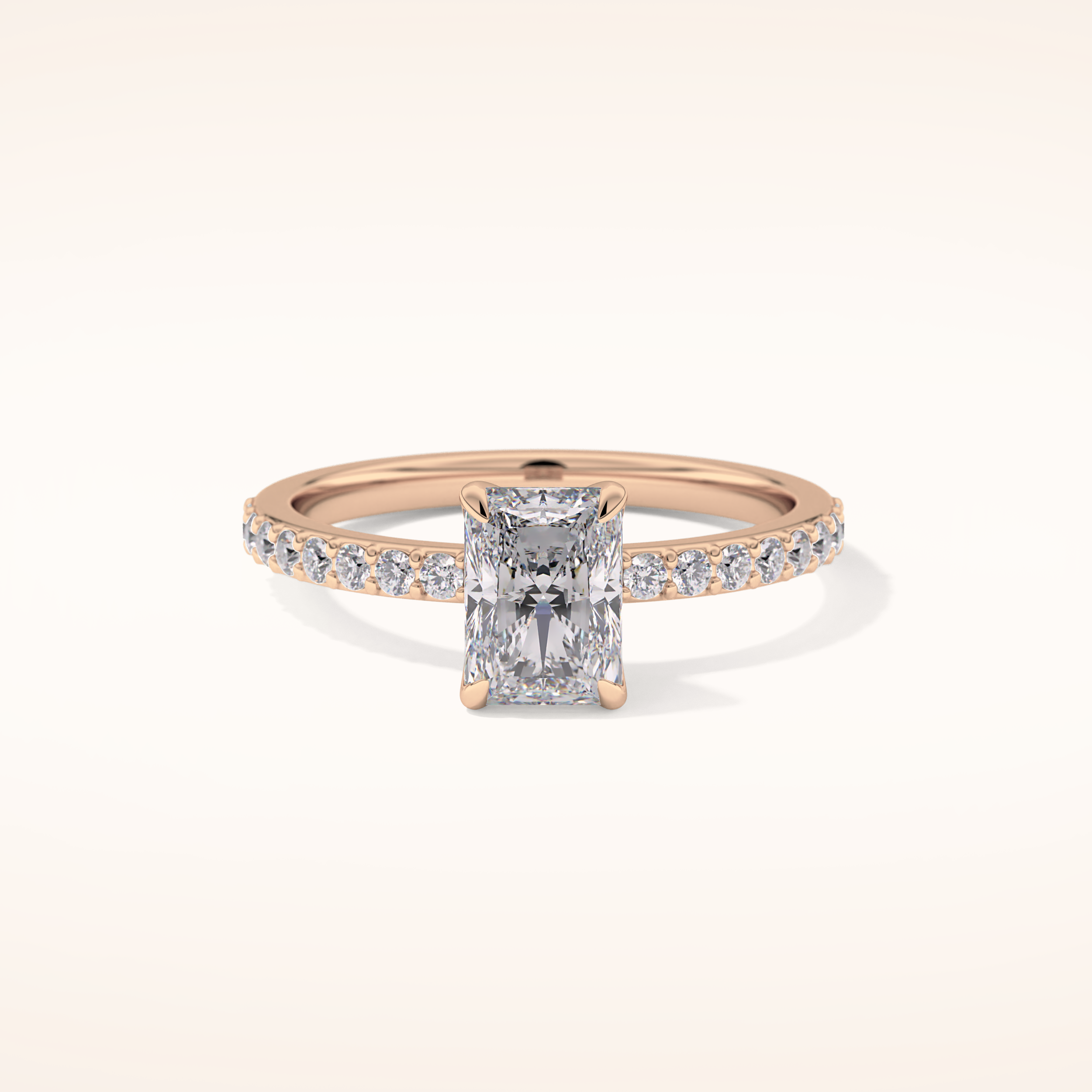 1.21 CT Radiant Shaped Pave Moissanite Engagement Ring