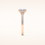 1.21 CT Radiant Shaped Pave Moissanite Engagement Ring