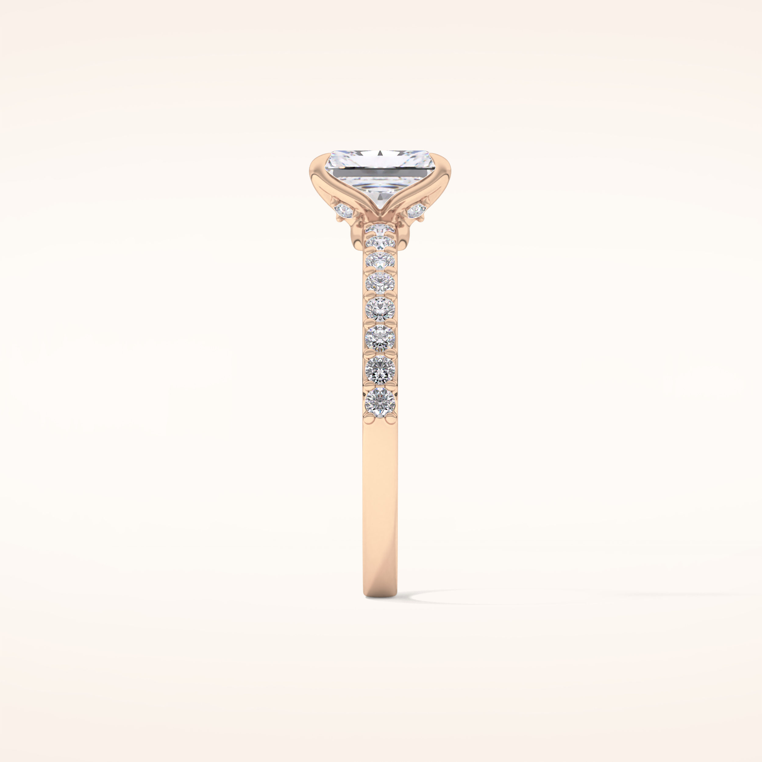 1.21 CT Radiant Shaped Pave Moissanite Engagement Ring