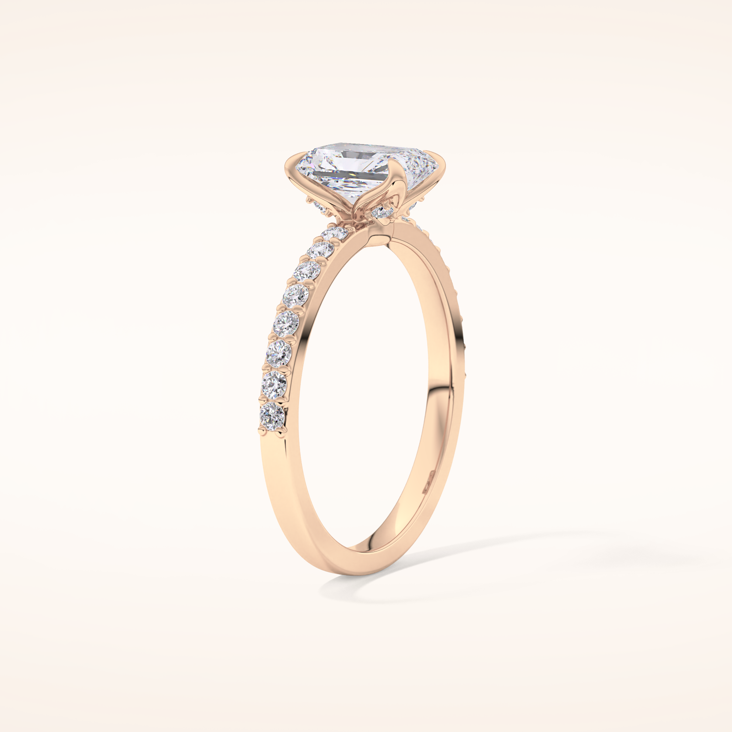 1.21 CT Radiant Shaped Pave Moissanite Engagement Ring