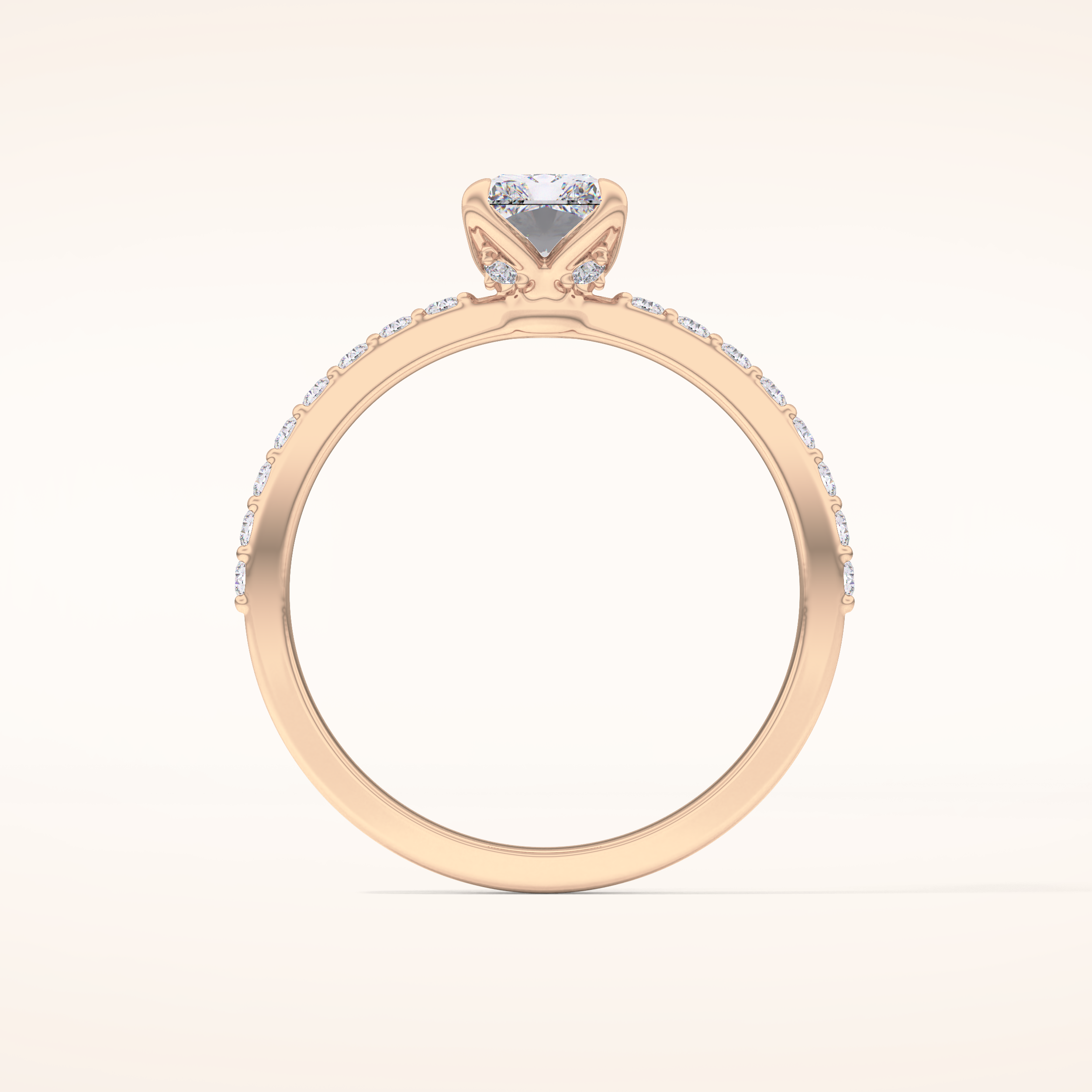 1.21 CT Radiant Shaped Pave Moissanite Engagement Ring