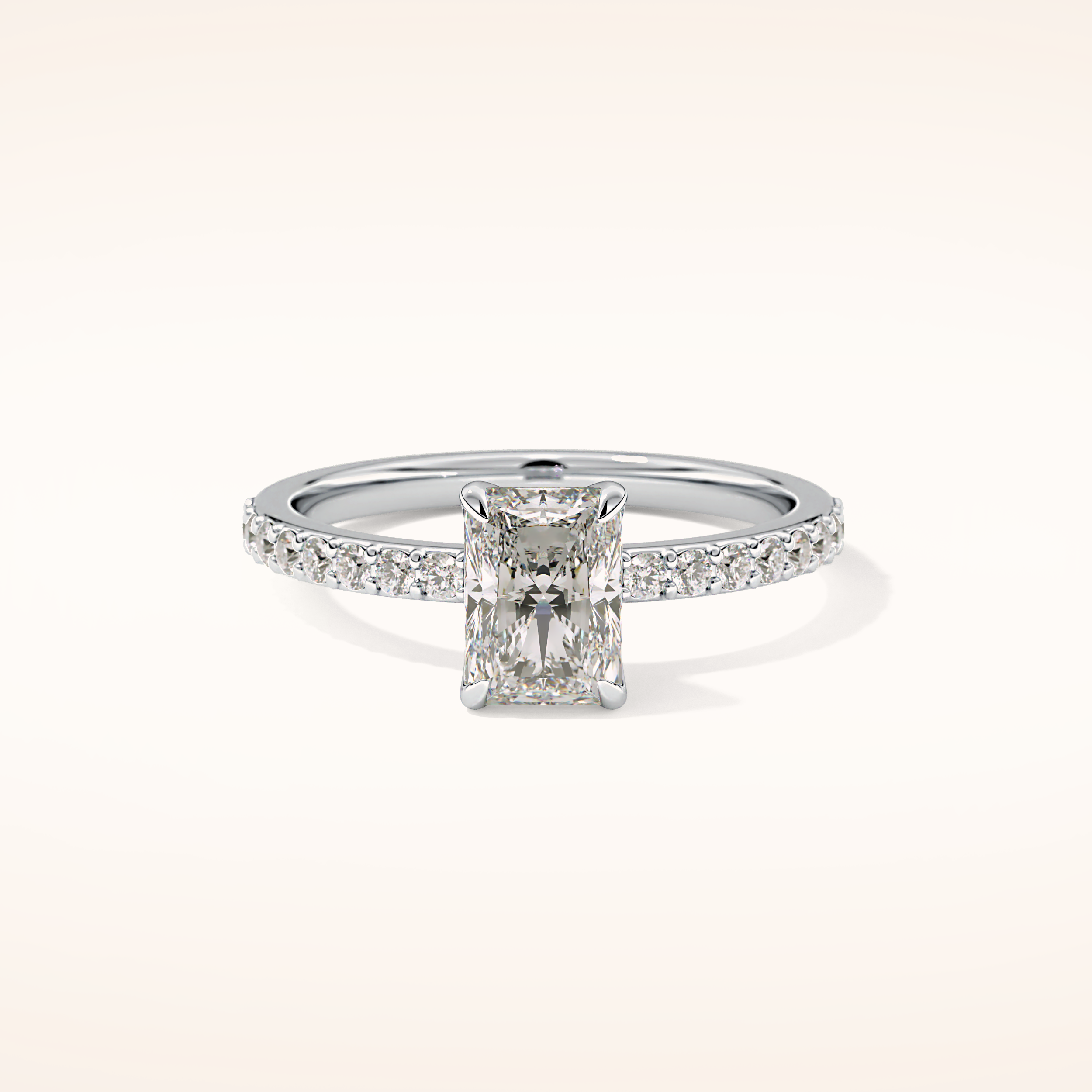 1.21 CT Radiant Shaped Pave Moissanite Engagement Ring